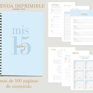 Agenda para Quinceañera imprimible en español, Mis Quince Spanish printable planner