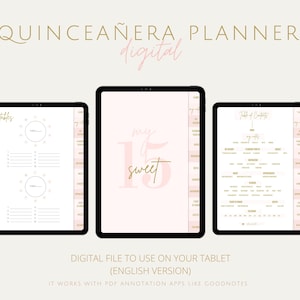 Quinceañaera digitaler Planer, rosa Quinceanera Planer
