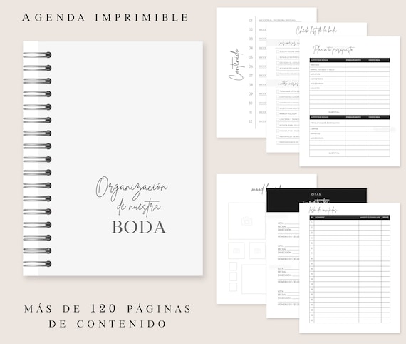 Agenda Boda Imprimible, Spanish Wedding Planner Printable 