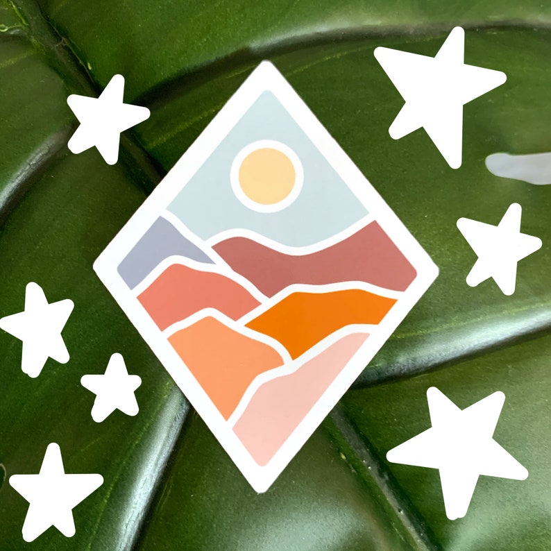 Minimalist Landscape Sticker Graphic Sticker, Mountain Decal, Water Bottle Sticker, Laptop