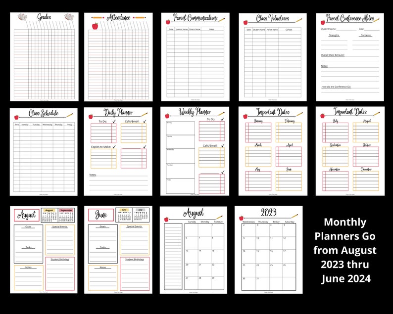 Teacher Planner 20232024 Printable Teacher Planner Lesson Etsy