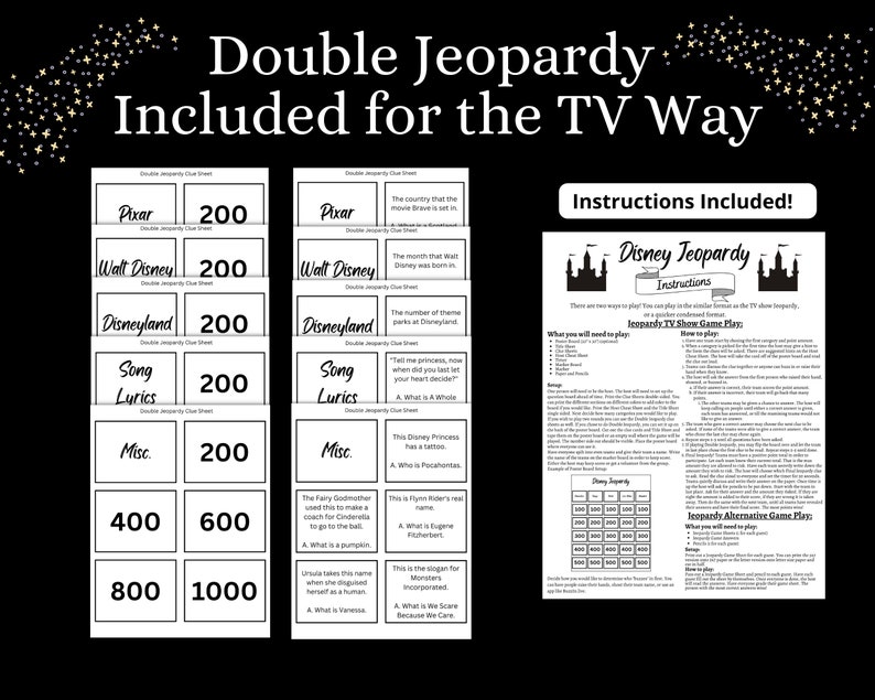 Disney Jeopardy Game, Party Games, Bridal Shower Games, Birthday Party