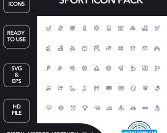 Sport Icon Pack: EPS & SVG Files (Digital Download)