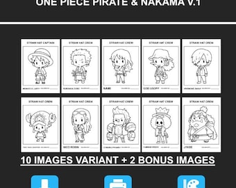 One Piece Pirate & Nakama (Coloring Page:PDF)