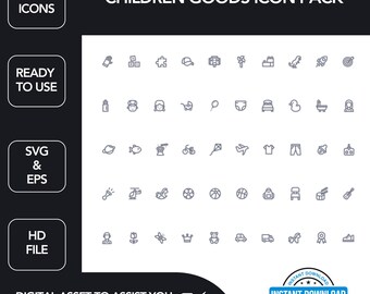 Children Goods Icon Pack: EPS & SVG Files (Digital Download)