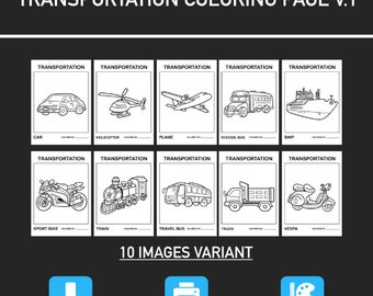 Transportmittel Malseiten: Kinder Fahrzeug Aktivität (PDF)