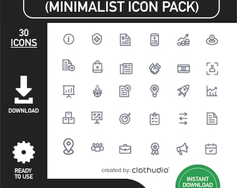 Minimalist Business Icon Pack: 30 SVG Dateien (Digitaler Download)