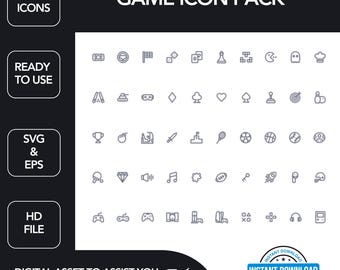 Game Icon Pack: EPS & SVG Files (Digital Download)
