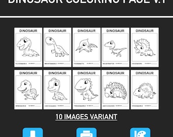 Dinosaurier Malseiten: Printable (Digitaler Download)