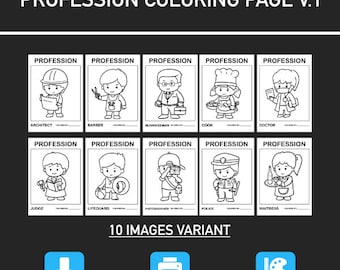 Beruf Malseiten: Kinder lehrreich Ausmalbilder (Digitaler Download)