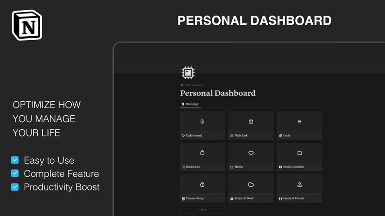 Notion Personal Dashboard - Notion Template | Productivity Tools ...