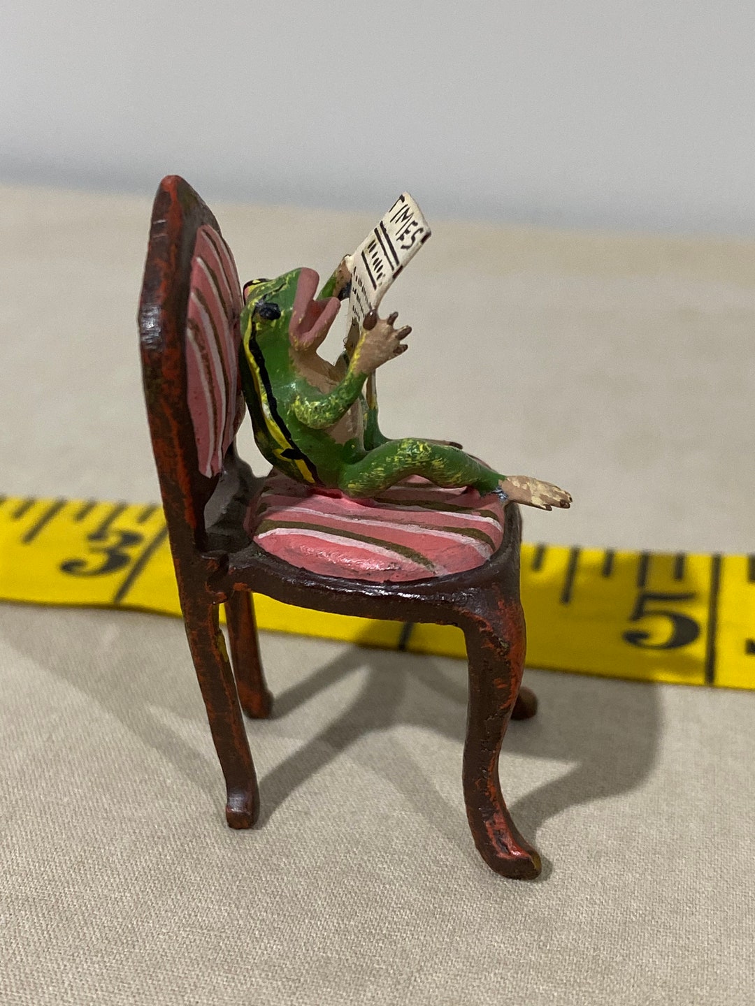 Austrian Bronze Frog Sitting on a Chair Reading the Times Etsy