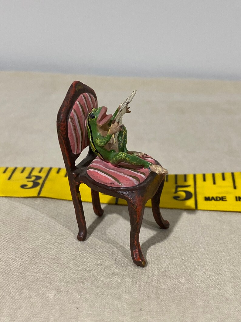 Austrian Bronze Frog Sitting on a Chair Reading the Times Etsy