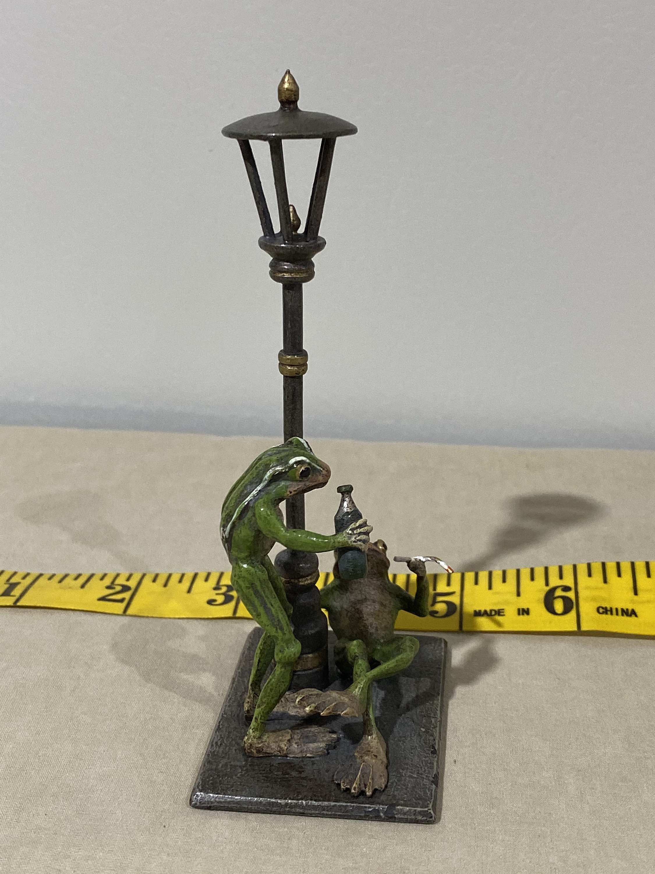 Austrian Bronze Frogs Drinking and Smoking Under a Streetlight Etsy UK