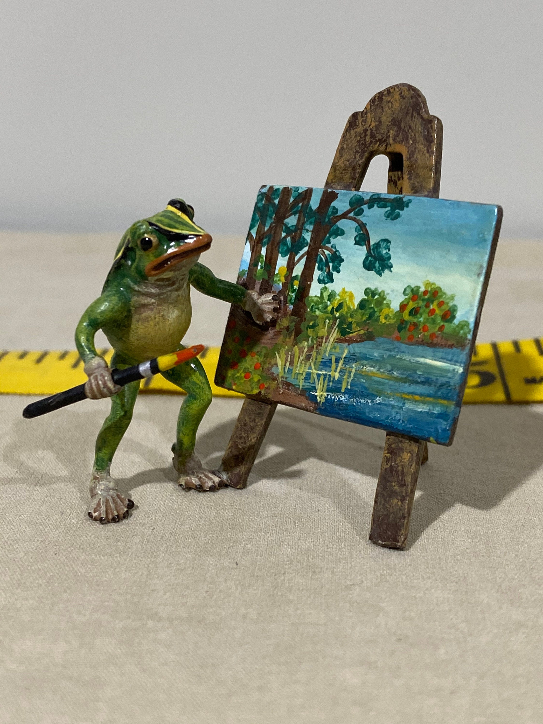 Austrian Bronze Frog Painting a Picture Etsy