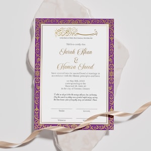 Certificado Nikkah, PDF Certificado Nikkah Imprimible, Certificado Nikkah Certificado de matrimonio islámico, Certificado Nikkah islámico imprimible