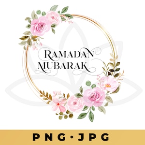 Ramadan Mubarak Sublimation PNG, Ramadan Mubarak Watercolor PNG, Floral Ramadan Mubarak, ramadan kareem Sublimation, Ramadan sublimation png