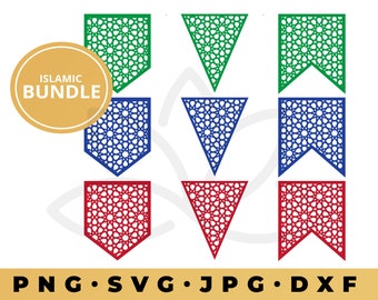 Ramadan Banner svg, Eid Banner, Ramadan Bunting, Mandala Banner svg, Eid Bunting, Islamic cut file, Geometric bunting, ramadan and eid decor