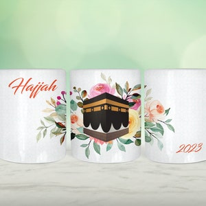 Sublimação de caneca de Hajj, modelo de Hajj de caneca de 11 onças, sublimação de Hajj Mubarak PNG, caneca de Hajji png, caneca de Hajjah png, sublimação de caneca de envoltório completo de 11 onças,