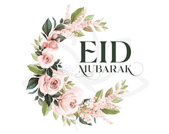 Eid Mubarak Sublimation PNG, Eid Mubarak Watercolor PNG, Floral Eid Mubarak, Kids Eid Sublimation, Eid sublimation png, Islamic Wall art