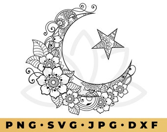 Crescent Moon Star Mandala SVG Ramadan Eid Islamic
