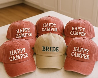 Embroidered Camp Bachelorette Hat: Personalized Bridal Party Baseball Cap
