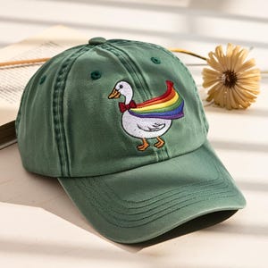 Embroidered Rainbow Goose Hat: LGBTQ+ Pride Dad Hat