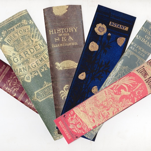 NEW DESIGN Handmade Antique Book-Spine Bookmark PRINTS