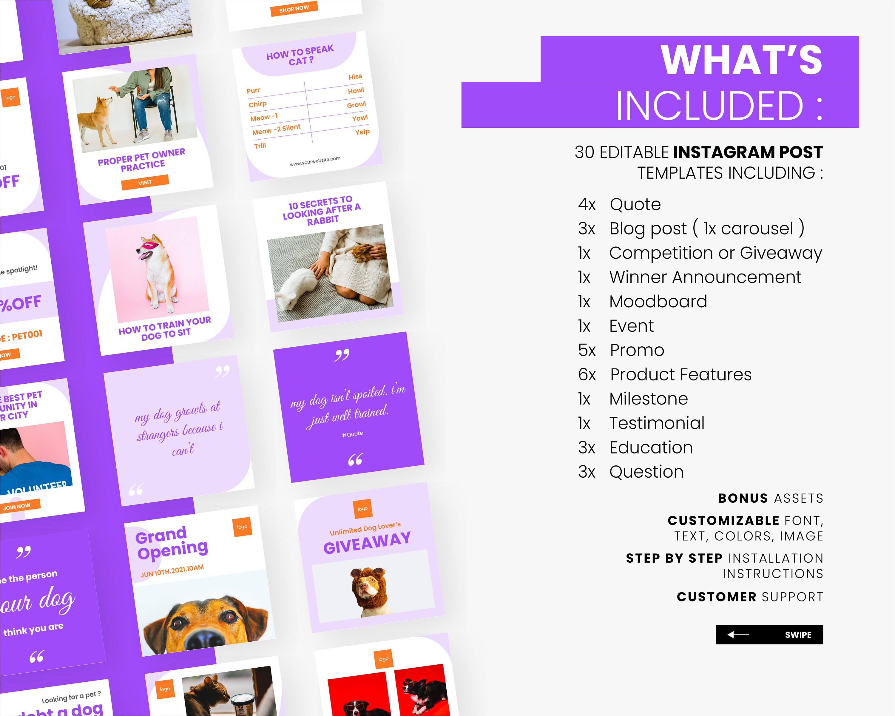 PETS ENGAGEMENT BOOSTER Instagram Post Template Pet Shop | Etsy