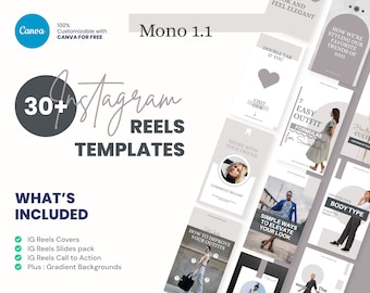 Instagram Reels Templates Mono - Canva Templates for Instagram Reels, Instagram Stories, Social Media, Video Templates, Reels Cover Template