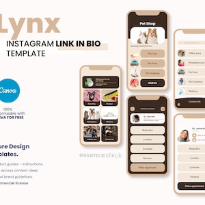 May include: A mockup of a mobile app for a pet shop. The app has a brown and beige color scheme and features icons for grooming, pet toys, pet food, and pet grooming. The app also has a section for booking appointments with a veterinarian. The text on the app says "Pet Shop" and "Visit Us".