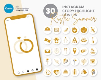 Portadas destacadas de Instagram para negocios de bodas, iconos destacados de historias de Instagram de Canva, portadas destacadas de Instagram de novias, marca de Instagram
