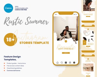 18+ Instagram Story Rustic Summer, Canva Story Template for Wedding Social Media, Wedding Photography Marketing Strategy Engagement Booster