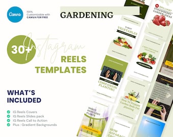Gardening INSTAGRAM REELS + COVERS, Plant Decor Business Marketing Strategy, Instagram Video for Canva, Nature Blogger Social Media Template