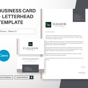 Modello di biglietto da visita e carta intestata per boutique di moda, design minimale della carta, Canva modificabile su carta intestata A4, kit di branding, download istantaneo