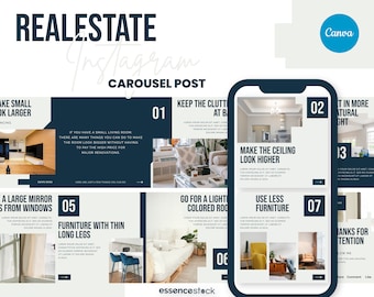 Instagram Carousel Posts for Canva — Real Estate, Realtor Instagram Template, Canva Carousel, Real Estate Social Media, Real Estate Agent