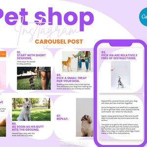 PETS ENGAGEMENT BOOSTER Instagram Carousel Template — Pet Shop, Social Media Posts for Pet Businesses, Dog Instagram Branding for Canva