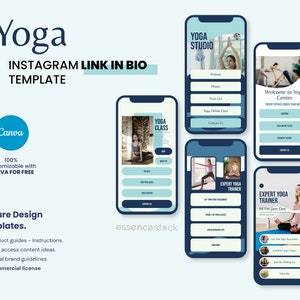 Link in Bio Template — Yoga, Canva Instagram Bio Link for Personal Trainer, Ig Biolink Landing Page, Yoga Teacher Social Media Branding