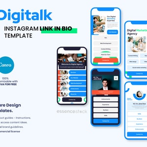 Link in Bio Template — Digitalk, Startup Canva Bio Link, IG Bio Template, Biolink, Linktree Alternative, Digital Marketing Agency Branding