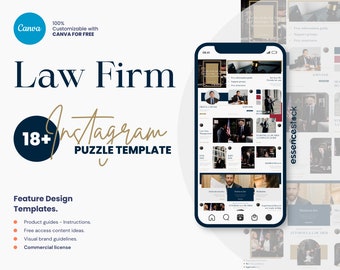 LAWYER INSTAGRAM TEMPLATE — Puzzle Feed, Canva Puzzle Template for Law Office, Personal Attorney Branding, Court Judge Legal Social Media