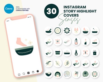 Instagram Highlight Covers for Wellness, Canva Instagram Story Highlight Icons, Healthcare Spa Instagram Highlight Covers, IG Story Icons