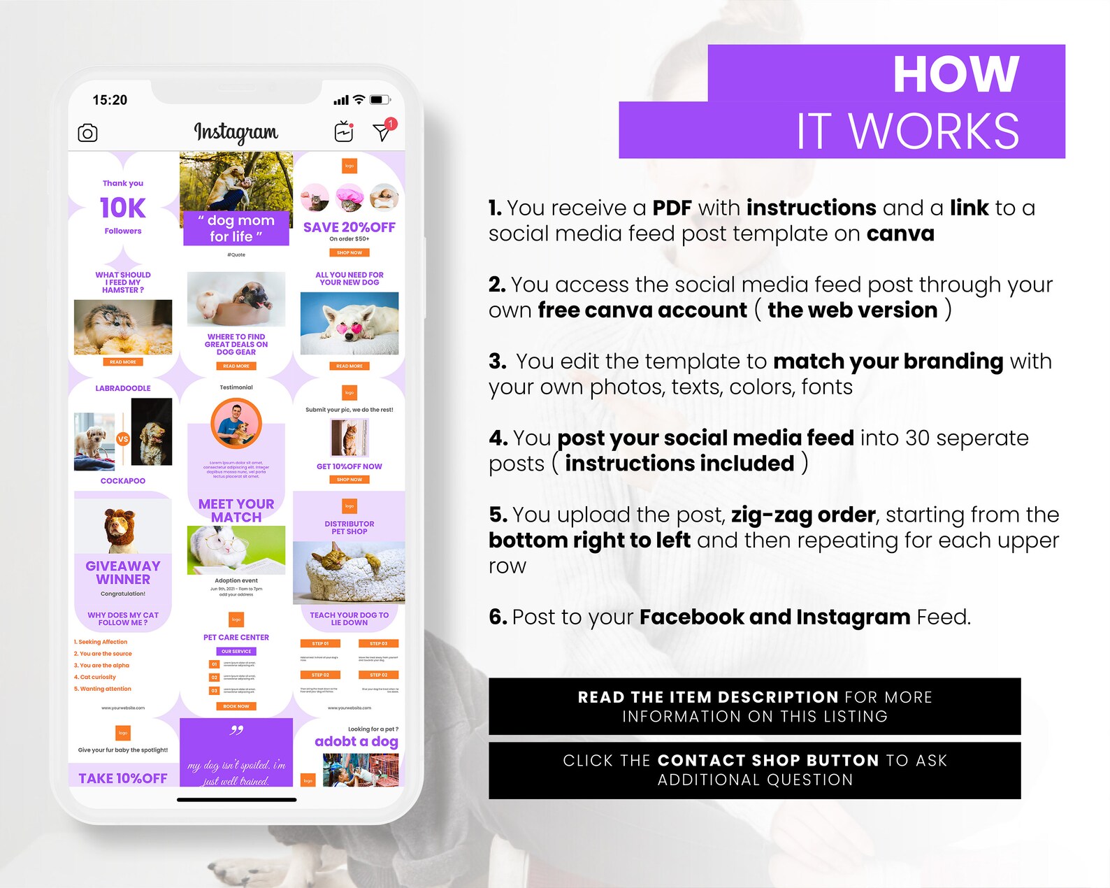 PETS ENGAGEMENT BOOSTER Instagram Post Template Pet Shop | Etsy