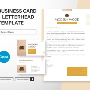 Modello di biglietto da visita e carta intestata per design creativo e minimalista di biglietti da visita Canva, carta intestata A4 modificabile Canva, download istantaneo