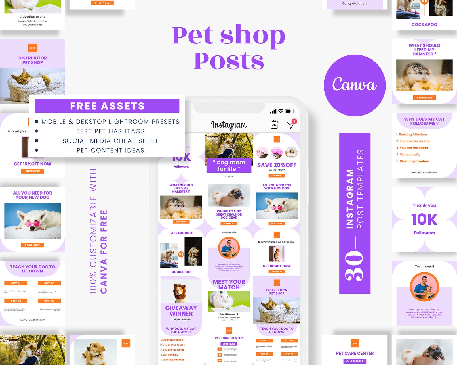 PETS ENGAGEMENT BOOSTER Instagram Post Template Pet Shop | Etsy