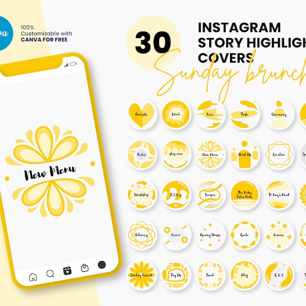 Instagram Highlight Covers for Food Business, Canva Instagram Story Highlight Icons, Restaurant Instagram Highlight Covers, Cafe Menu Icons