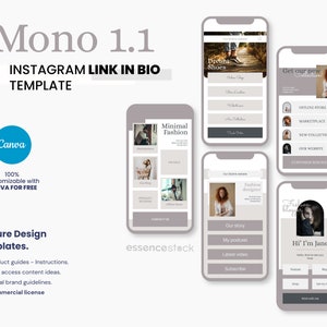 Link im Bio Template — Mono 1.1, Aesthetic Canva Bio Link, Instagram Landing Page, Biolink Website, Canva Linktree für Social Media Branding