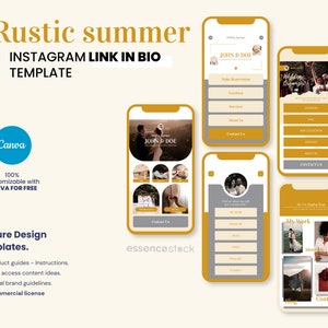 Canva Bio Link Template — Rustic Summer, Wedding Instagram Landing Page, Branding Kit, Linktree Alternative, Link in Bio, Biolink Website