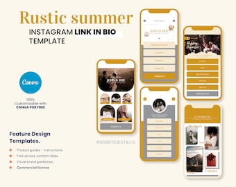Canva Bio Link Template — Rustic Summer, Wedding Instagram Landing Page, Branding Kit, Linktree Alternative, Link in Bio, Biolink Website