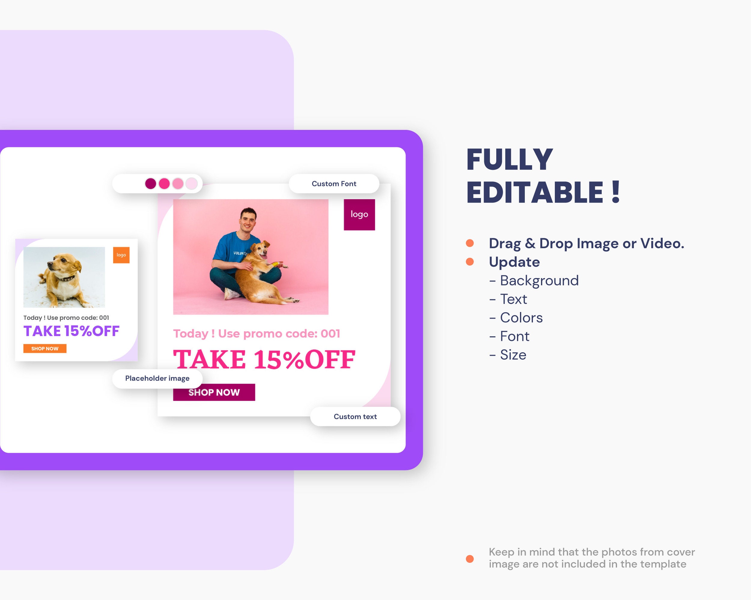 PETS ENGAGEMENT BOOSTER Instagram Post Template — Pet Shop, Purple ...