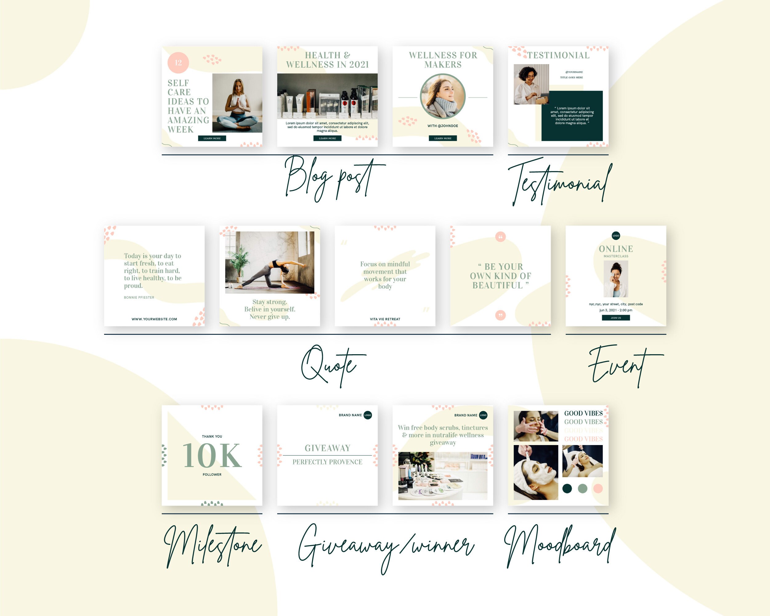WELLNESS INSTAGRAM TEMPLATE — Senses, Blog Templates, Health Templates ...